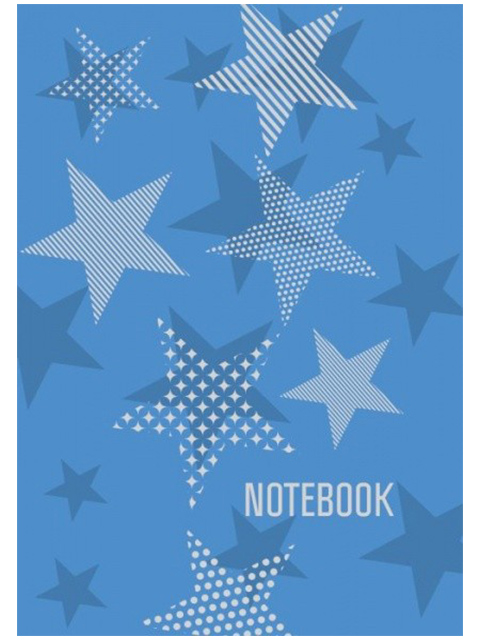 Записная книжка А6+, 96 листов "Notebook. Звезды", переплет 7 БЦ, тиснение цв. фольгой
