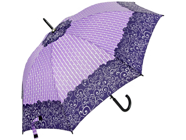 Зонт-трость женский полуавтомат "Завитушки" 8 спиц, d=52см, фиолет/черн