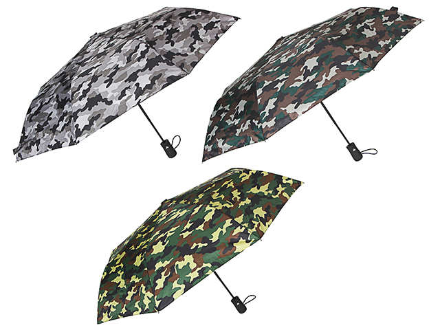 Зонт мужской, полуавтомат, сплав, пластик, полиэстер, длина 55см, 8 спиц, 3 цвета, 3712А
