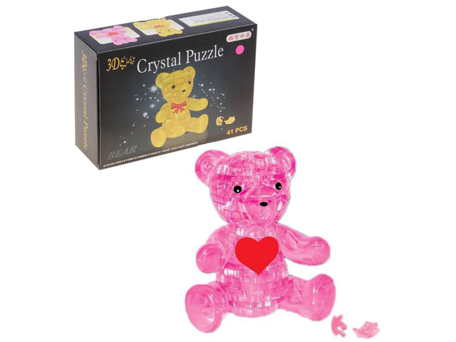 Игрушка-конструктор "Crystal Blocks. Мишка" пазл 3D 41 элемент, 2 цвета
