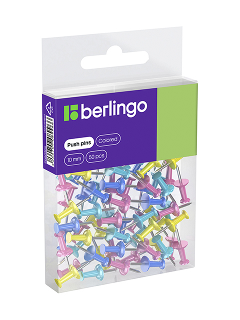 Кнопки силовые Berlingo 50 штук, цветные, ПВХ упаковка, европодвес