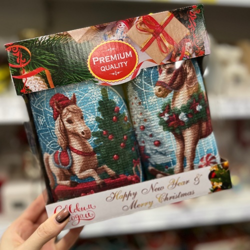 Новогоднее полотенце в подарочной упаковке 