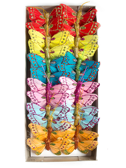 Декор "Бабочки" 6 см, на проволоке, ассорти (цена за 1 шт)