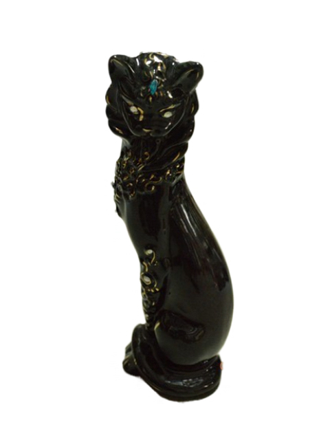 Копилка-кошка "Кошка ожерелье" глазурь-стразы чёрная