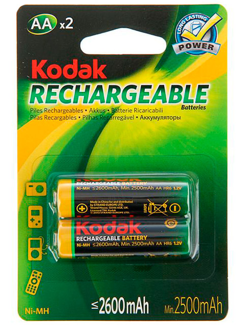 Батарейка аккумуляторная (пальчиковая) Kodak HR6-2BL 2600mAh (KAAHR-2)