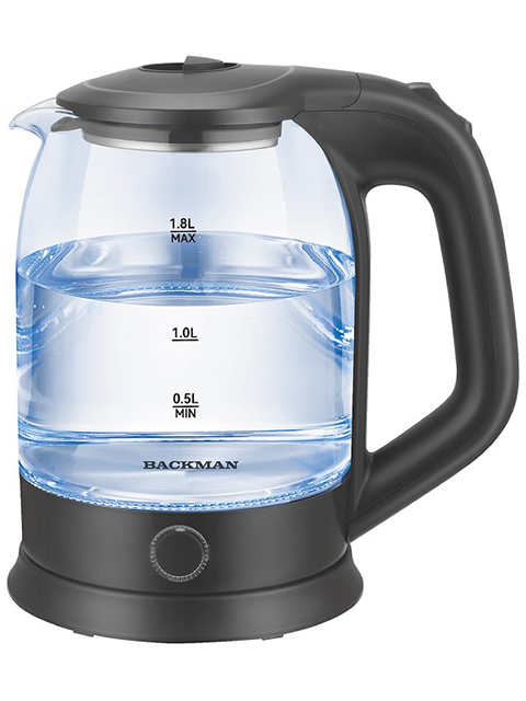 Чайник электрический BACKMAN BM-TEA 728, 1,8 л.2200Вт, стекло