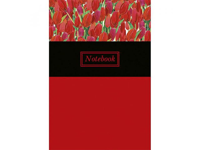 Записная книжка А5 64 листа "Notebook. Красные тюльпаны", переплет 7БЦ, офсет, полноцвет. под пленко