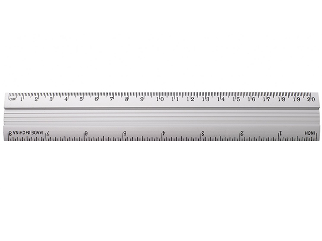 Линейка алюминевая 20 см Alingar, 2 шкалы, в пакете