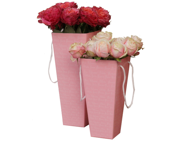 Коробка для цветов Яркий Мир, 90х150х325 мм, розовая