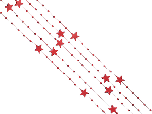 Елочное украшение СНОУ БУМ Бусы декоративные 200см шары и звезды, красный пластик