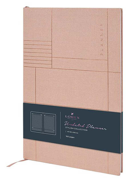 Планер недатированный А5 80 листов LOREX "LINEN STYLISH COLLECTION" интегральная обложка, розовый