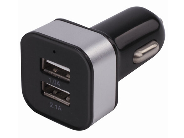 Зарядное устройство автомобильное Sonnen 2 USB выходной ток 2,1А, черное-белое