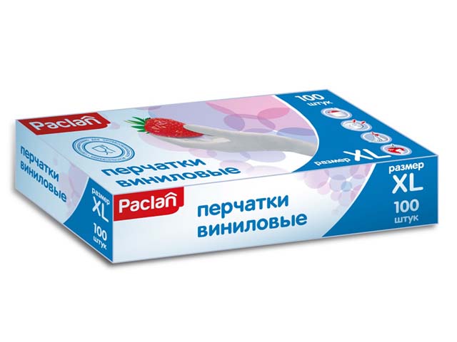 Перчатки виниловые Paclan р-р XL 50 пар в упаковке