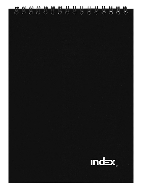 Блокнот А5 40 листов INDEX черный, на гребне