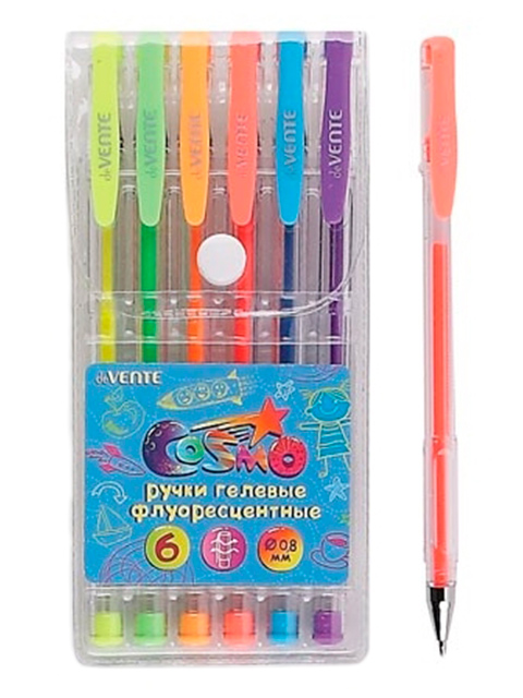 Набор гелевых ручек "deVENTE. Cosmo Fluo" 6цв., 0.8мм, неон., в пласт. упак.