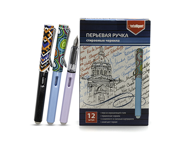 Ручка перьевая Intelligent "Пиши-стирай", корпус с рисунком, синий