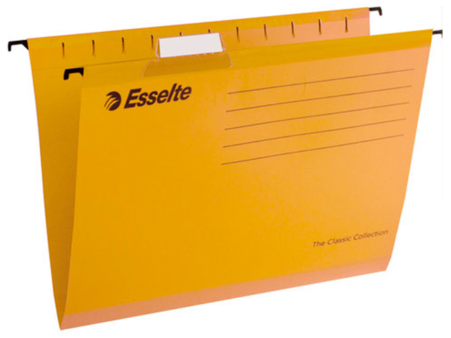 Папка подвесная Esselte "Plus Foolscap" 412х240 мм, картон, с разделителями, 25 шт в упак, желтая