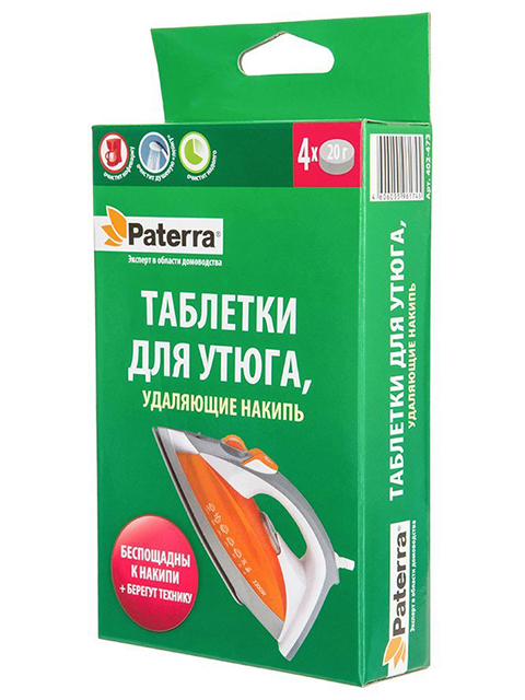 Таблетки для утюга Paterra удаляющие накипь, 4шт х 20г