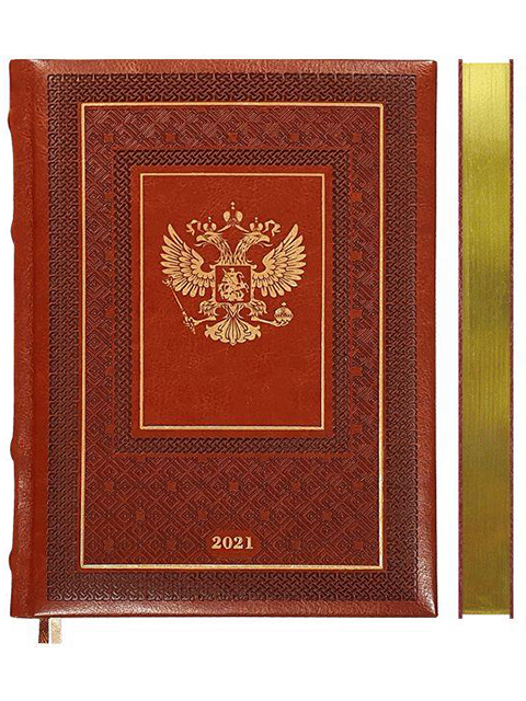 Ежедневник датированный 2021, A5, deVENTE "Symbol" 352 стр., иск. кожа, кремовая бумага, золотой срез, 145х205 мм, коричневый