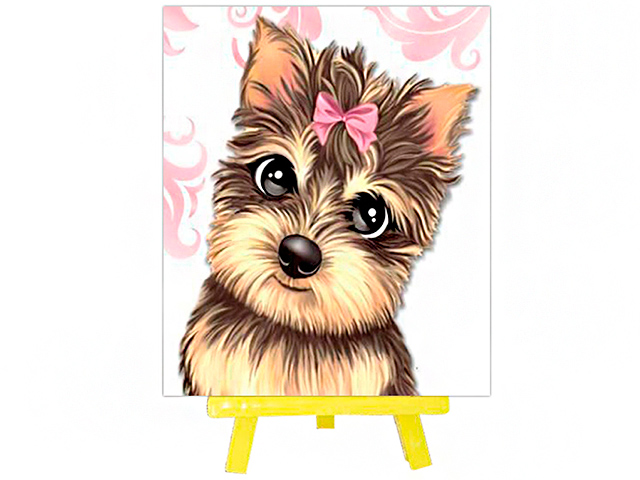 Набор для творчества Mazari "Алмазная мозаика: Милый щенок" 21х25 см, на картоне, с мольбертом