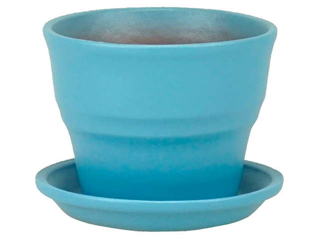 Горшок для цветов "Колибри. Матовый, голубой" 10,5см, с поддоном, керамика