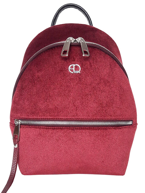 Рюкзак женский Elegant Quality, бархат, бордовый, 29х21х12 см
