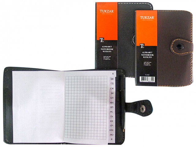 Записная книжка "TUKZAR" 115х90, иск. кожа, + ручка