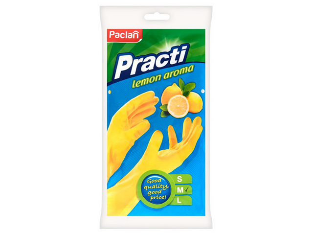 Перчатки хоз. латексные Paclan Practi с запахом лимона р-р М