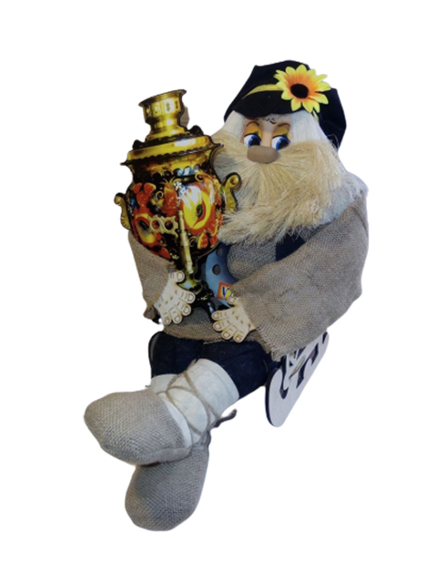 Семен большой в кресле с самоваром, мешковина