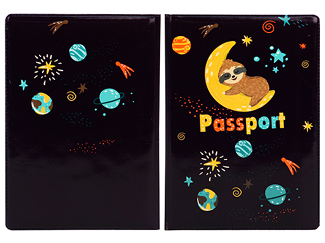 Обложка для паспорта MILAND "Ленивец в космосе" ПВХ
