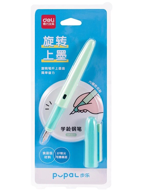 Ручка перьевая Deli "Pupal" пластик зеленый, чернила синие