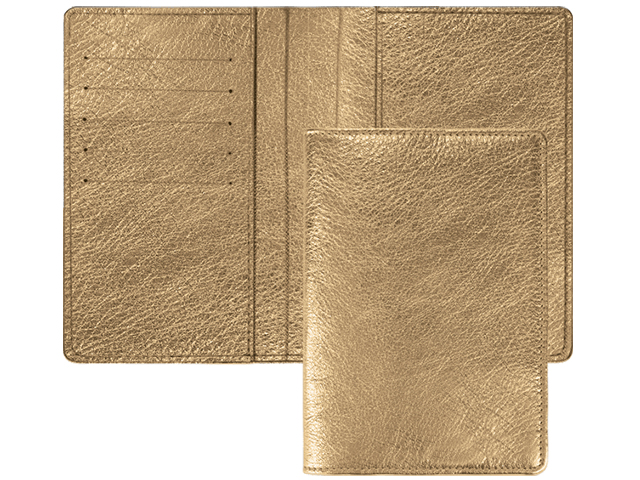 Обложка для паспорта deVENTE "Shiny" 10х14см, иск. кожа, золотая