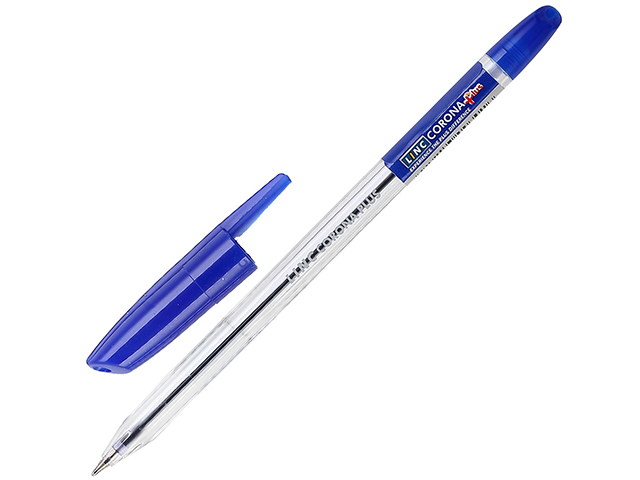 Ручка шариковая LINC "Corona plus" 0,7 мм, прозрачный корпус, синяя