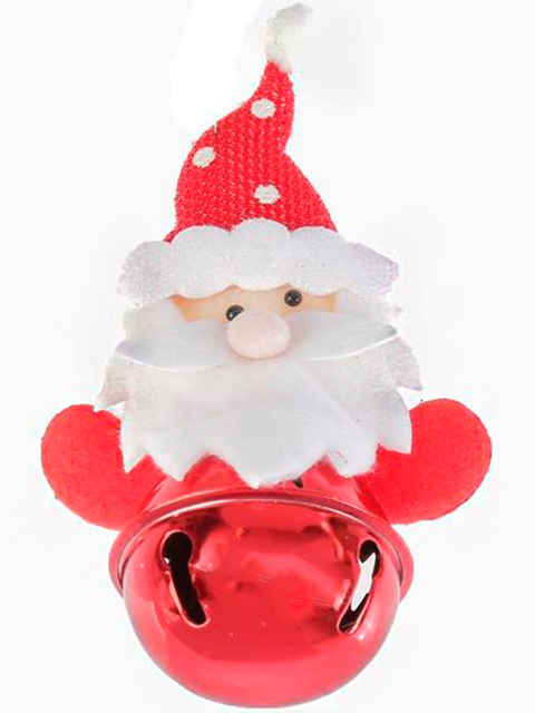 Елочное украшение Подвеска Дед Мороз в колпаке с бубенчиком 5х11 см.