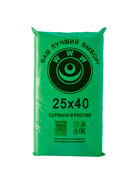 Пакет фасовочный 25х40 ПНД WWW зеленая в пластах