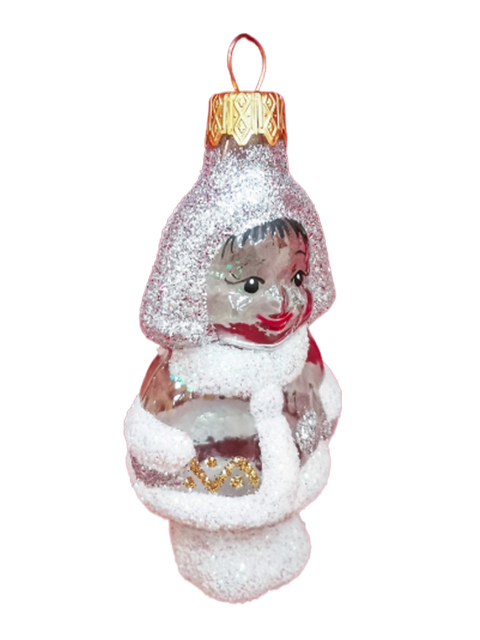 Елочное украшение фигурка "Снегурочка внучка" 7см стекло, в подарочной упаковке