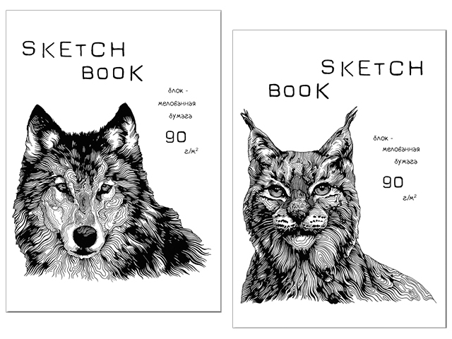 Блокнот А5 40 листов Полином "Sketchbook Silk", 90г/м2, мелованая бумага, на скрепке