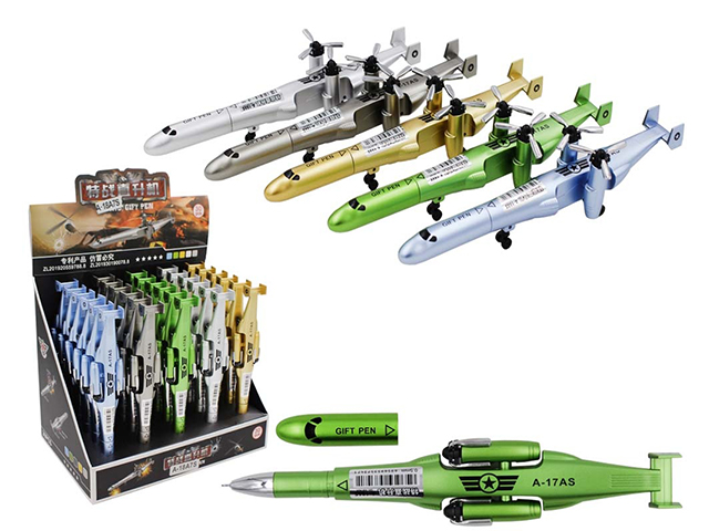 Ручка гелевая Basir "Реактивный самолет" 0,5 мм, корпус в форме самолета, синяя 