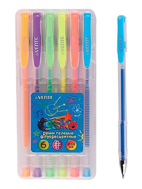 Набор гелевых ручек "deVENTE. Cosmo Fluo" 6цв., 0.8мм, неон., в пласт. кор.