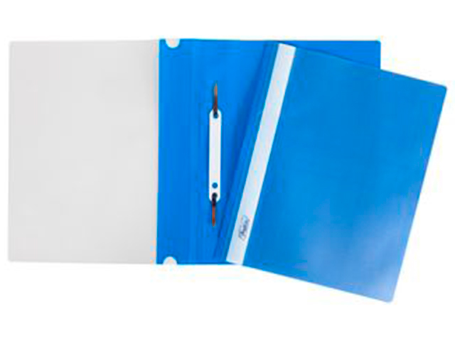 Папка А5 со скоросшивателем Хатбер с прозрачным верхом, 140/180мкм, синяя
