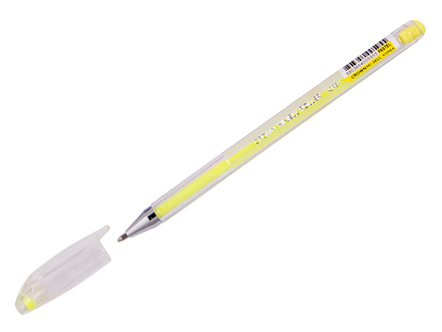 Ручка гелевая Crown "Hi-Jell Pastel" 0,8 мм, пастель желтый