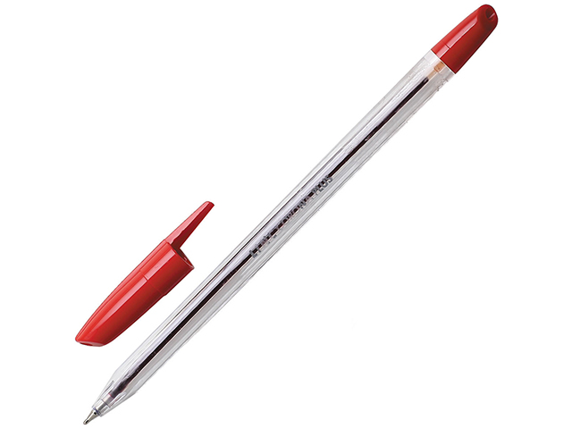 Ручка шариковая LINC "Corona plus" 0,7 мм, прозрачный корпус, красная