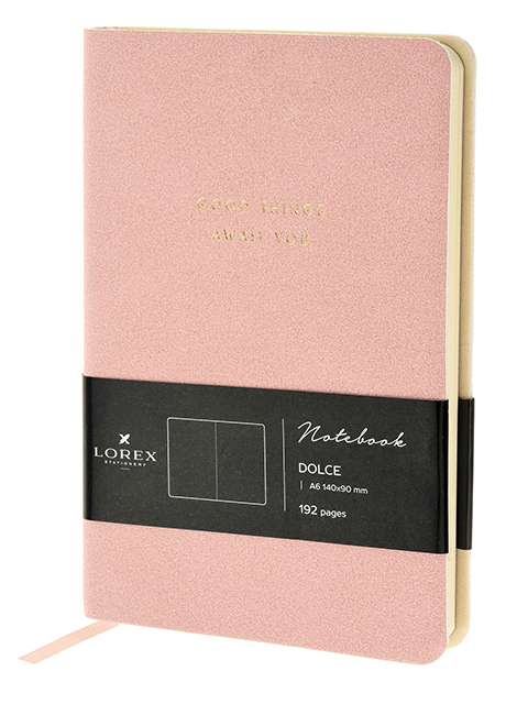 Записная книжка А6 96 листов в точку LOREX "DOLCE" интегральная обложка, розовый