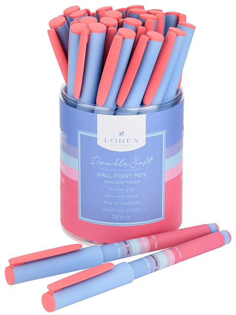 Ручка шариковая масляная LOREX "GRADIENT TOUCH DOUBLE SOFT" 0,7 мм, корпус прорезиненный, ассорти, синяя