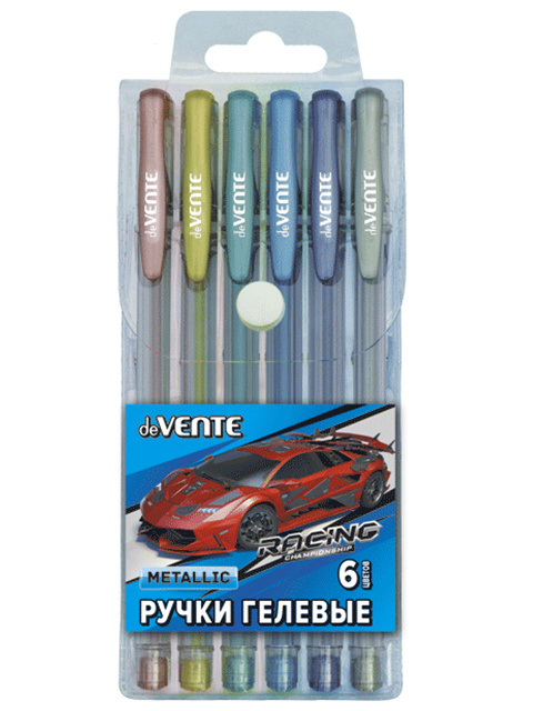 Набор гелевых ручек "deVENTE. Racing" 6 цветов, 1мм, металлик, в ПВХ упаковке
