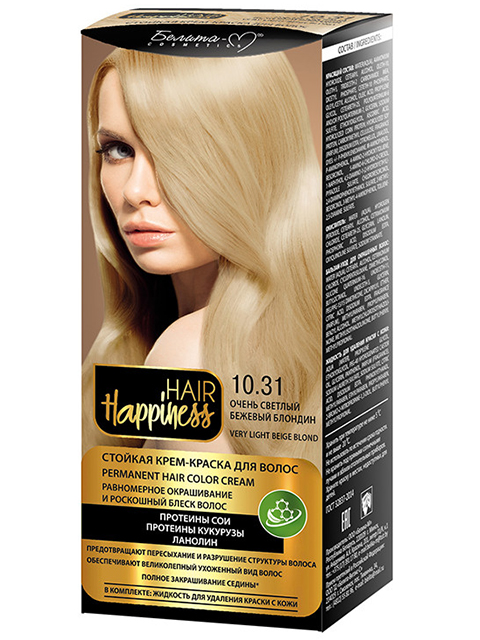 Крем-краска для волос HAIR Happiness 10,31 Очень светлый бежевый блондин
