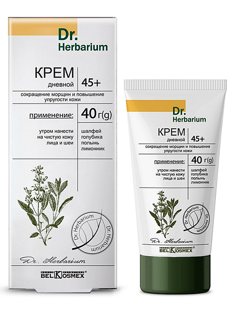 Крем для лица "Dr.Herbarium. Дневной 45+" сокращение морщин и повышение упругости кожи, 40г