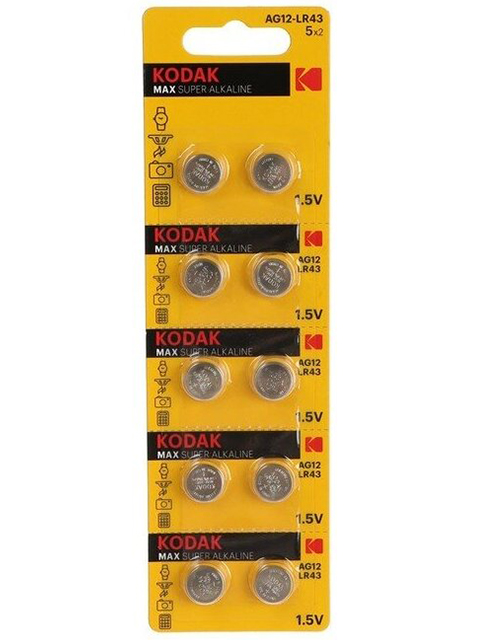 Батарейка алкалиновая (таблетка) Kodak AG12-LR43 (10шт)