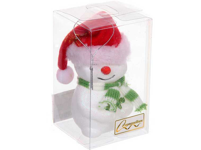 Ёлочная игрушка "Зимний снеговик" 6х6х11см зелёный
