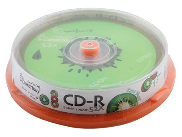 Диск CD-R Smart Buy Fresh-Kiwifruit 700Mb 52x Cake Box (10)